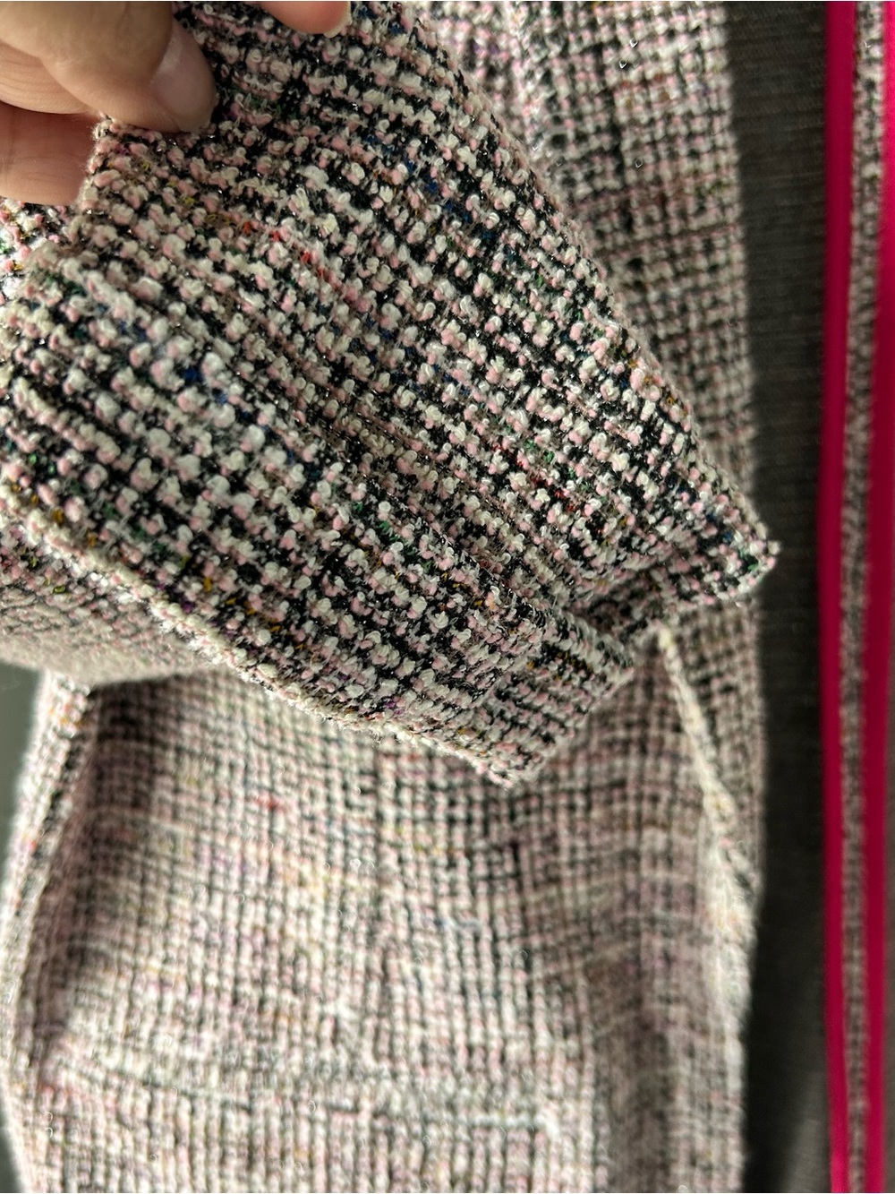 Nanette Leopore Josie Boucle Open-Front Blazer Jacket Pink silver white size S - Picture 6 of 9